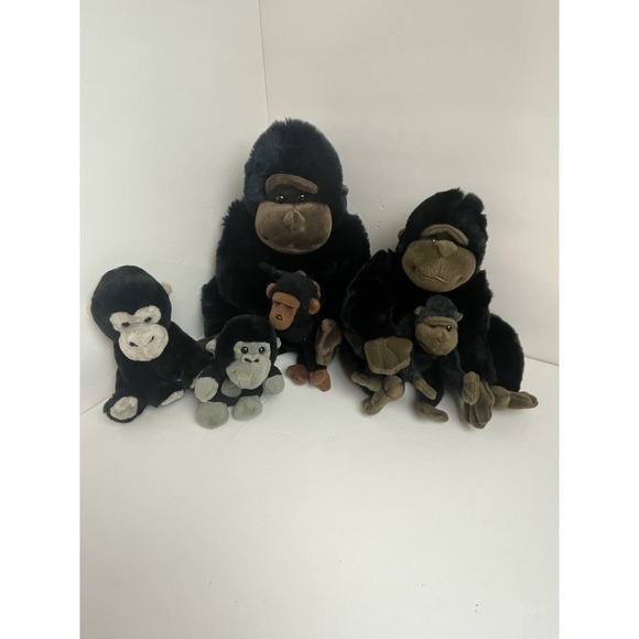 Gorilla Plush LOT OF 5 Black Monkey Ape Noah's Ark Plushie Safari SOFT USED - Picture 1 of 12